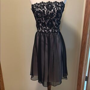 Dessi Collection Black Lace Strapless Dress